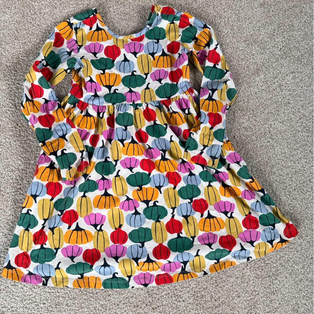 Hanna Andersson Fall Pumpkin Print Seing Dress Size 8 130cm